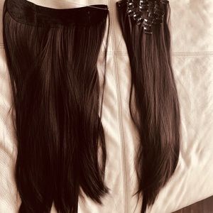 HALO & Clip-in Dark Brown hair extensions